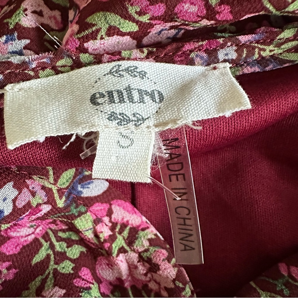 Entro Dress Womens S Floral Babydoll Maxi Boho V Neck Lined Short Sleeve Fairy - Picture 12 of 16